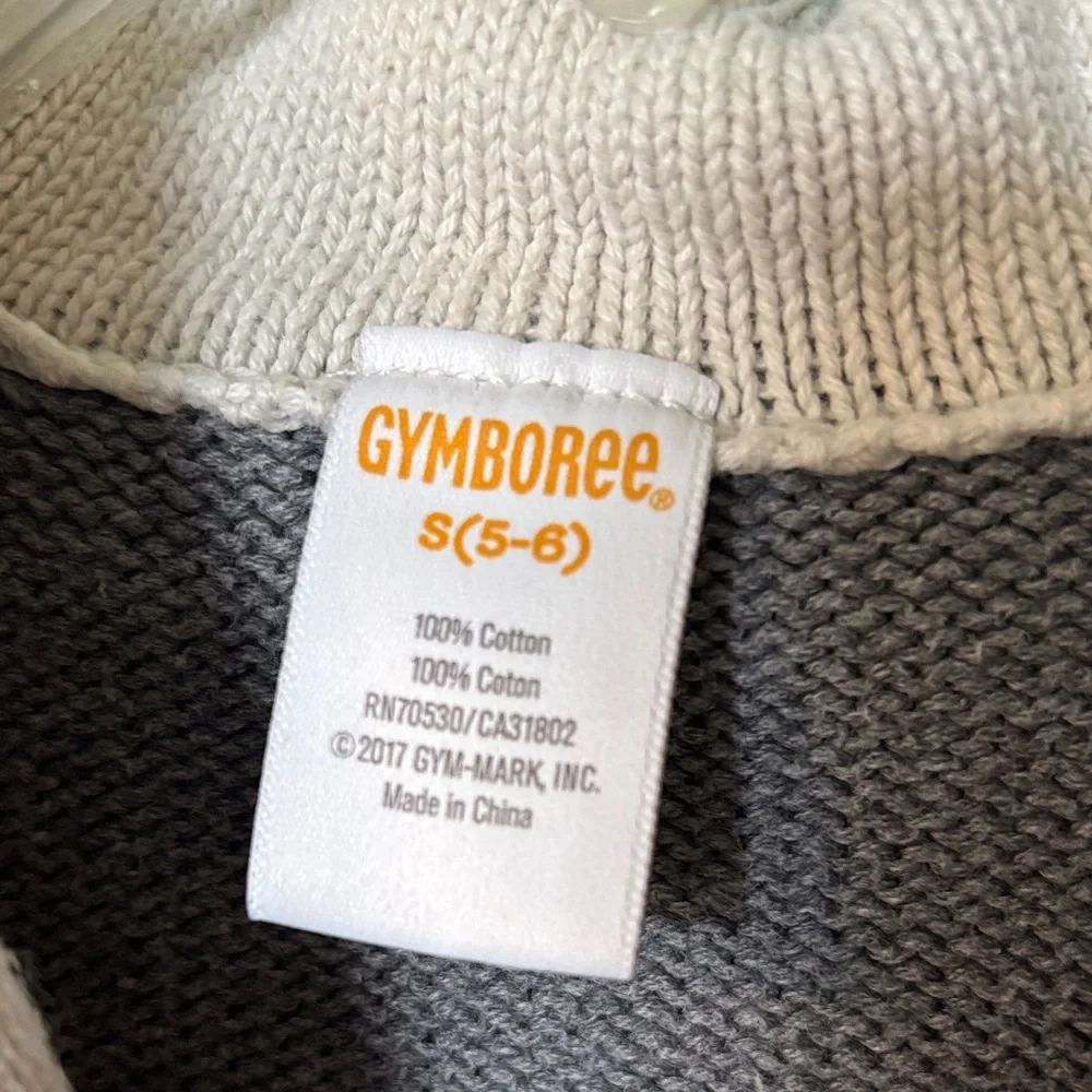 Gymboree Gray Patterned Kids Cardigan Sweater, size S 5/6 - like new